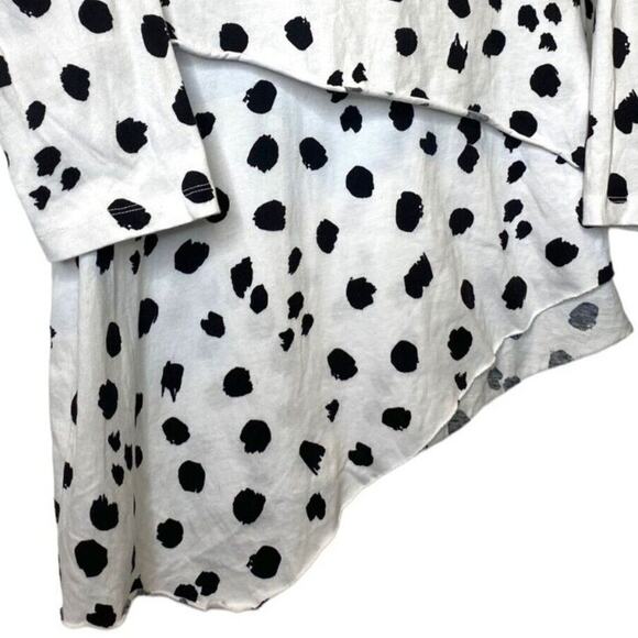ASOS Cotton High Low Layered Animal Print Top 3/4 Sleeve 6 White Black #4133 - Picture 4 of 15